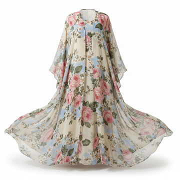 Floral Printed Open Abaya