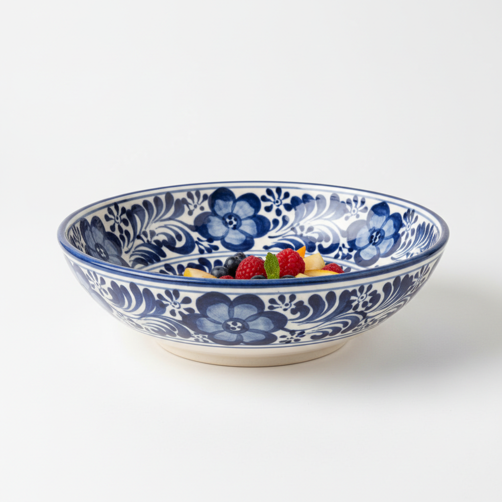 Hand-Painted Ceramic Serving Bowl