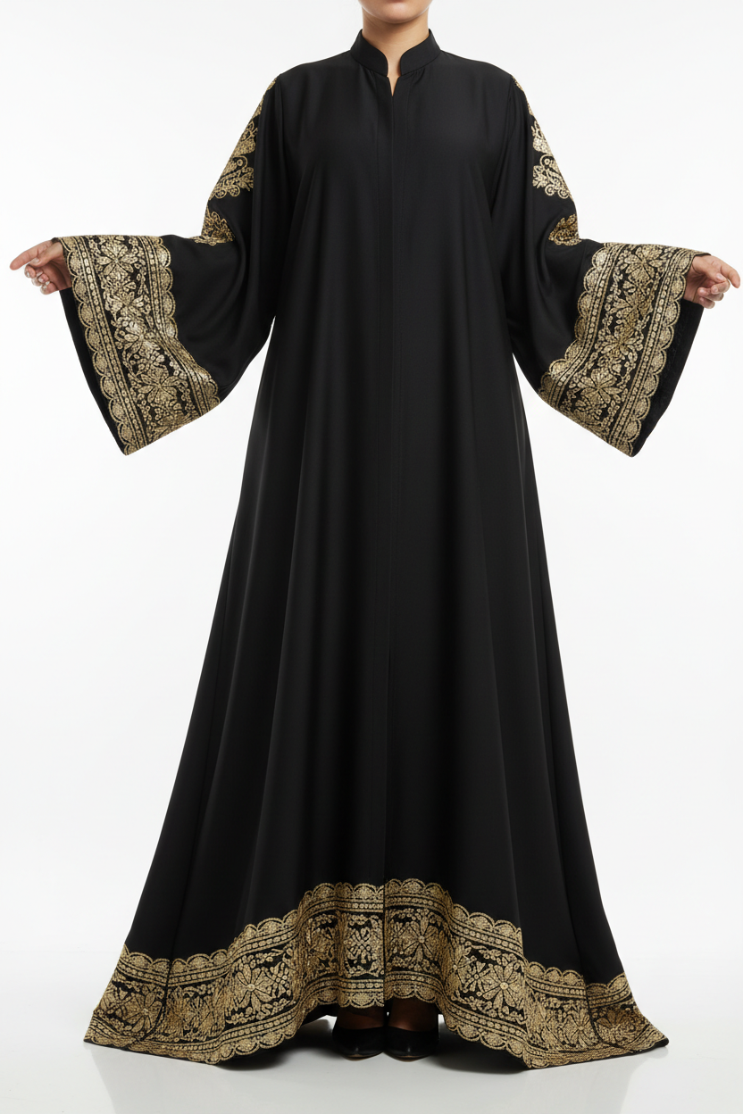 Classic Black Embroidered Abaya